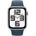 Смартгодинник Apple Watch SE GPS 44mm Silver Aluminium Case with Storm Blue Sport Band – M/L